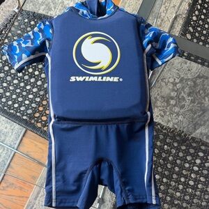 Swimline Lycra Floating Swimsuit Swim Trainer Suit Life Vest Size S, Blue